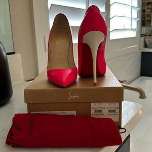 Christian Louboutin So Kate Fushia:white heels. Size 37